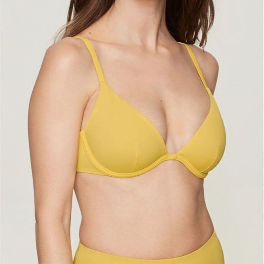 CUUP The Plunge yellow bikini top NWT